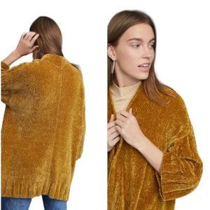 Anthropologie Mustard Gold Chunky Chenille Cardigan